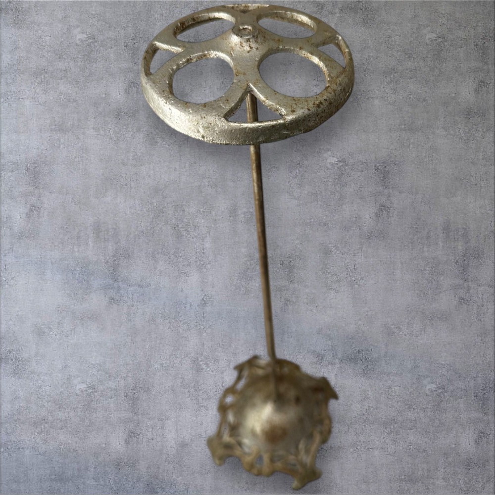 Vtg Cast Iron Hat Stand Millinery‎ Display Ornate Base Industrial Spool Holder